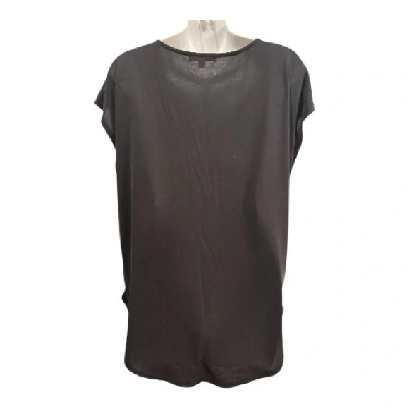 Green Envelope Black V-Neck Short Sleeve Top with Gold Zip size large - Picture 2 of 6